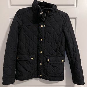 Black quilted J Crew coat